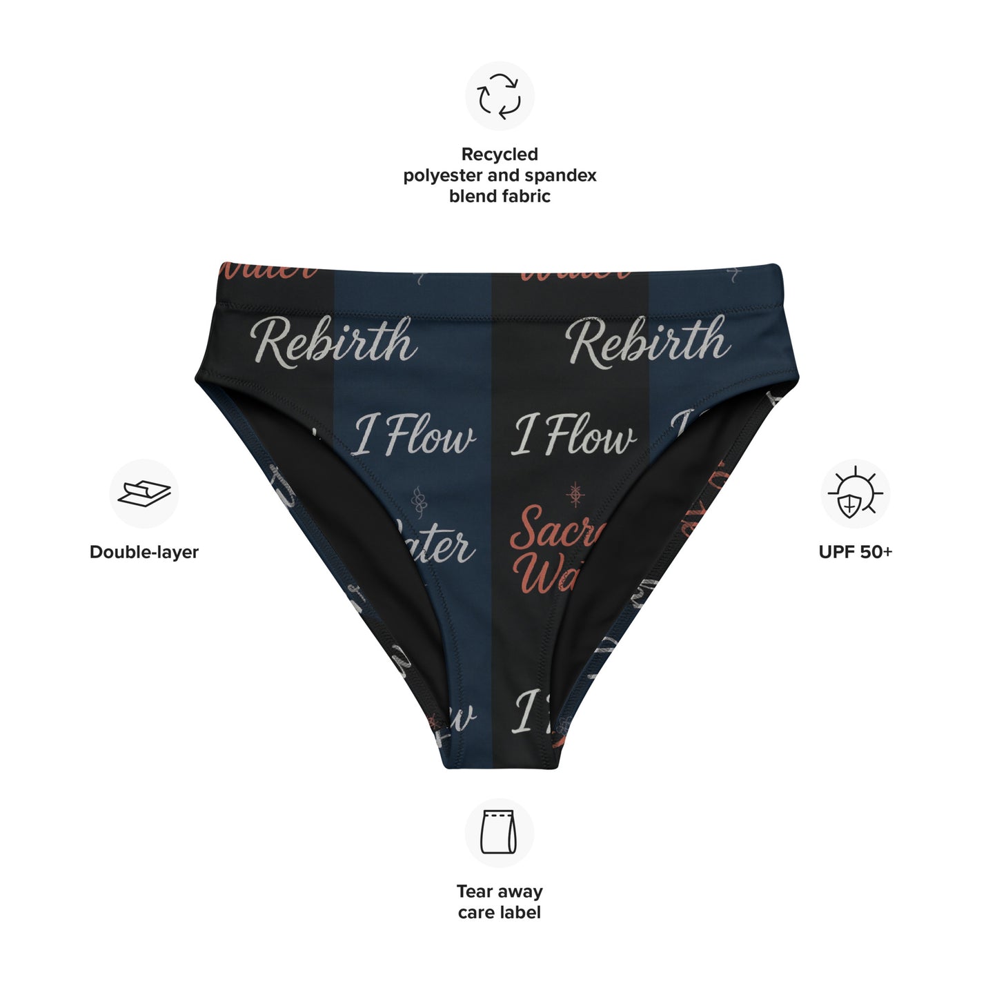 “Sacred Flow – Rebirth” High-Waisted Recycled Bikini Bottom by SoulFlex